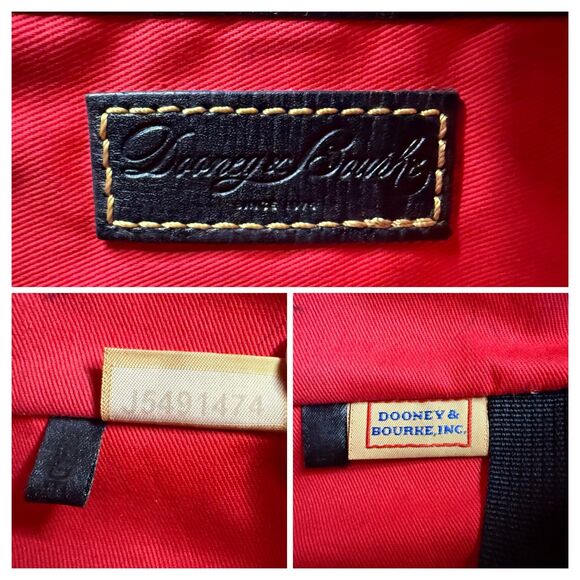 Dooney & Bourke Saffiano Leather Tassle Tote Bag — Black & Natural Trim - Picture 14 of 16